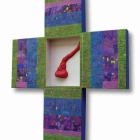 Križ (Asemblaž), akril in kolaž na lesu, 70x60x4 cm, 2011